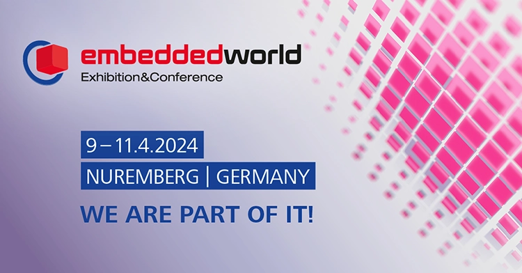 Embedded World 2024 conference graphic for the event held in Nuremberg, Germany April 9–11.